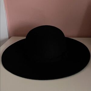 Bass Classic Black Wide-Brim Wool Hat